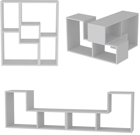 [en.casa] Modular Furniture Table Hustersurd Set of 2 TV Shelf free-standing coffee Table for Living room Modern chipboard of 18 MM Melamine White