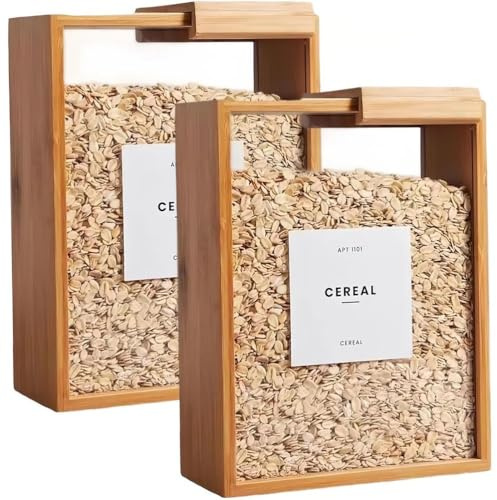 SAYEYBU MüSli-Aufbewahrungsbox Aus Holz, ReisbehäLter, GroßEr Trockenfutterspender, Mit Abnehmbarem Deckel, FüR Die Organisation Von MüSli In Der KüChe,2pcs