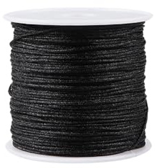 0.8 mm x 100 Meters Nylon Wind Chime Cord Braided Jewelry Thread Beading Twine Rope Necklace Making String Blind Lift Cords Window Shade Pull String Friendship Bracelet Lanyard Black
