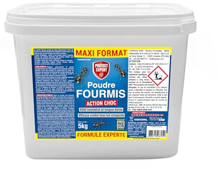 PROTECT EXPERT Poudre Anti-Fourmis - Action Choc - 5Kg | Abords De la Maison - Action Choc & Longue Durée - Efficace Contre Tous Les Rampants - Poudrage - FOURPOUD5000