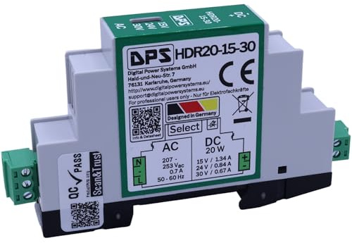 DPS – Hutschienen Netzteil 15V | 24V | 30V - 20W 230Vac Power Supply Trafo HDR20-15-30 Umschalter 15V | 24V | 30V AC NoElko Stromversorgung Industriequalität