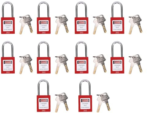 Fafeicy Cerradura de Seguridad Industrial, Paquete de 10 Candados con Diferentes Llaves, Cuerpo de Cerradura No Conductor con Retención de Llave para Estaciones y Dispositivos de