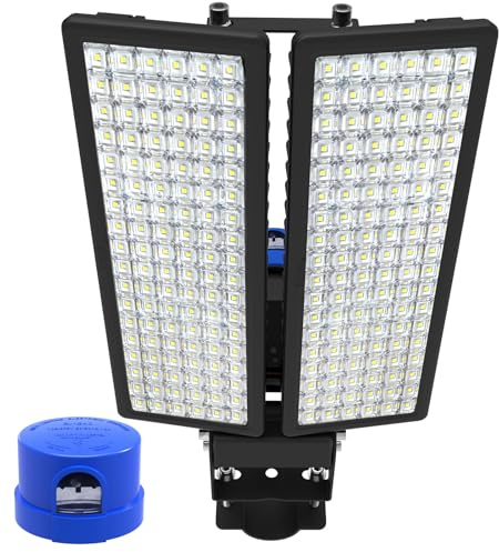 POWFUL 200W LED Strahler 28000LM mit Dämmerungssensor, 6500K Straßenlampe | IP67 Wasserdicht & Robust, Automatisches Tag/Nacht-Licht, Flimmerfrei, 10kV Blitzschutz. 240° Halter für Hof, Garten