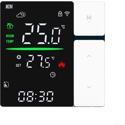 Termostato WiFi programable, termostato WiFi programable para Tuya, controlador 3A/16A para sistemas eléctricos de calefacción de suelo y calderas (blanco 16A-WIFI)
