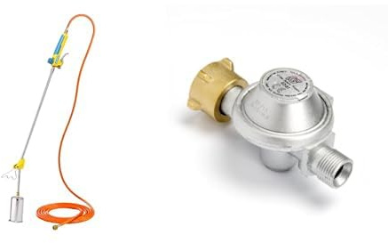 GLORIA Thermoflamm bio Professional PLUS inkl. Druckminderer | Gas Unkrautbrenner Set mit 5 m Schlauch | Unkrautvernichter Komplettset für Gasflaschen | 1000 °C Flamme | Gehweg, Einfahrt & Pflaster