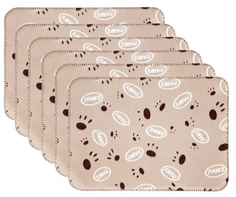 Set 6 Coperte per Cani e Gatti in Morbido Pile, Coperta Animali Lavabile e Riutilizzabile, Tappetino Proteggi Divano e Cuccia, 2 Misure 55x78 cm o 80x120 cm, 2 Colori Beige o Panna - Beige - 80x120 cm