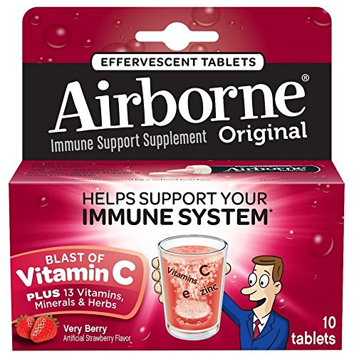 Airborne Effervescent Tablets, Immune Support - Very Berry - 10 ct, Pack of 5