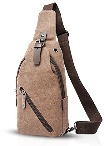 FANDARE Vintage Umhängetasche Sling Bag Schule Reisen Männer Frauen Messenger Rucksäcke Brustbeutel Sporttasche Travers Outdoor Canvas, Schwarz, L, Freizeitrucksack