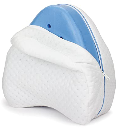 JML Contour Legacy Leg Pillow - Knee Pillow for Sleeping on Side, Ergonomic Tapered Design Supports Hips, Legs and Spine to Help Back Ache, Sciatica and Restless Legs - Memory Foam and Removable Cover
