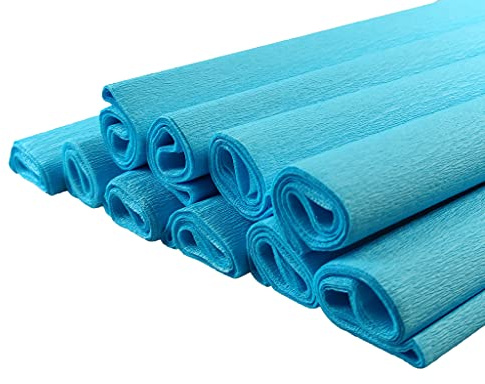 Netuno 10 Rollen Krepppapier Hellblau 200 x 50 cm Dekoration | Bastelkrepp Bastelpapier Gärtnerkrepp crepe paper Krepp Papier Papierrollen Basteln Floristenkrepp Hochzeit Geburtstag