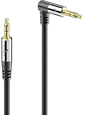 Sonero® premium câble audio avec 1x fiche 90°, jack 3,5 mm, 1,00 m, contacts plaqués or, noir