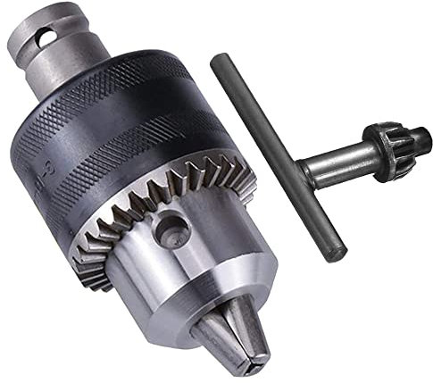 Treki Portabrocas Taladro con Adaptador 1.5-13mm Portabroca de 1/2-20UNF Portabrocas con Llave de Mandril Taladro para Conversión de Llave de Impacto