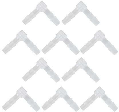 10 St Armbågsslang Hulling Plast L-form Passning 90 Grader Lika Hullingförband Adapter Slangkopplingsadapter för Akvarium(4mm)