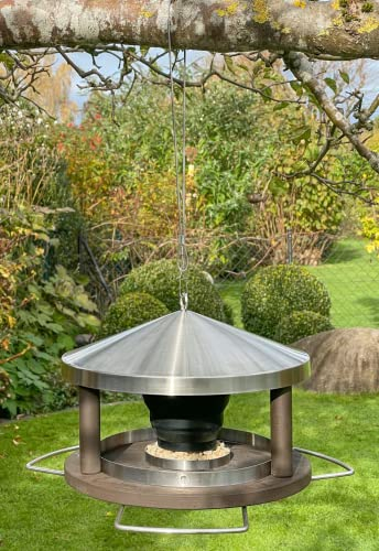 LicusDesign Vogelhaus zum Aufhängen wetterfest aus Edelstahl - Vogelfutterhaus - Futterhaus für Vögel hängend, Vogel Futterhaus modern - Vogelhäuschen, Vogelfutterspender Vogelfutterstation