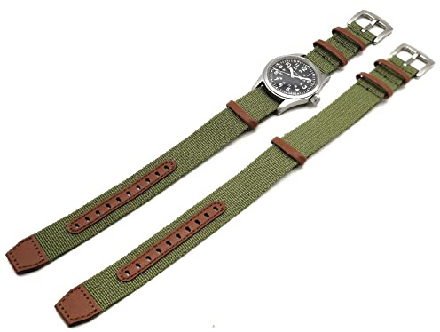 Nylon armé G10 khaki field klockarmband kompatibel med Hamilton militär läder nylon 20 22 mm grön svart sand blå grå vintage, Grön, 20mm, Född