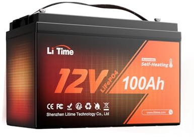 LiTime 12V 100Ah LiFePO4 Batterie mit Selbstheizung für Wohnmobil und Solar | 12V lithium Batterie mit 100A BMS, 4000+ Tiefzyklen, Laden ab -20 °C, IP65, für Wohnwagen, Camping, Off-Grid