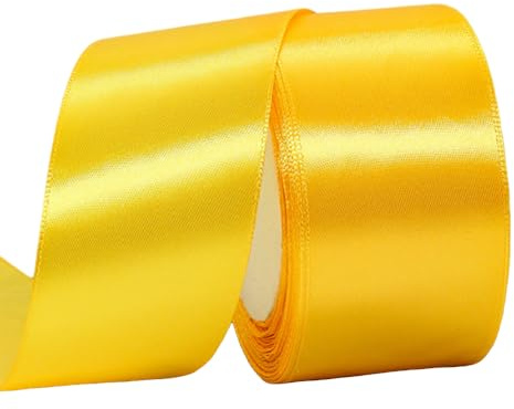 Cinta de satén de oro grande 40 mm x 22 m, cinta de oro para cumpleaños, decoración de boda, fiesta de Navidad, Halloween, embalaje de regalo, globos, nudos, ramo, bricolaje, arte, costura