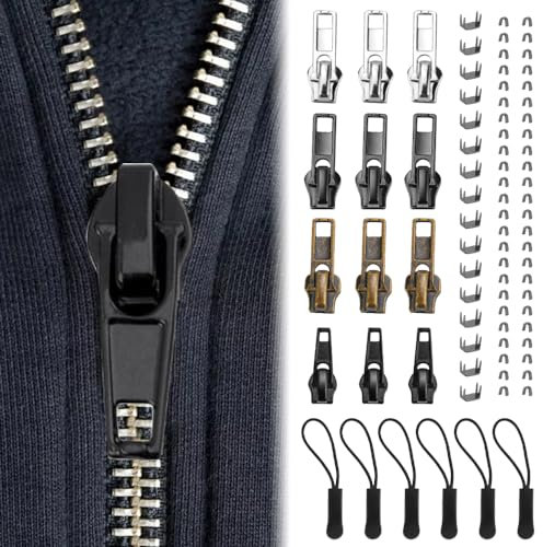 KBNIAN ReißVerschluss Reparatur Set, Metall Ersatz Zipper für ReißVerschluss Reisverschlußreparatur Set für Jacken, Taschen, Gepäck, Schlafsack, Koffer, Geldbörsen