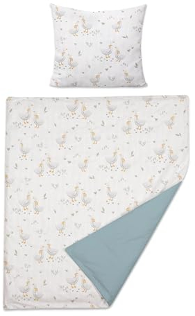 Baby Comfort 2-teiliges Set aus Bettbezug und Kissenbezug, 80 x 70 cm, für Kinderbett, Wiege oder Kinderwagen (Ente)