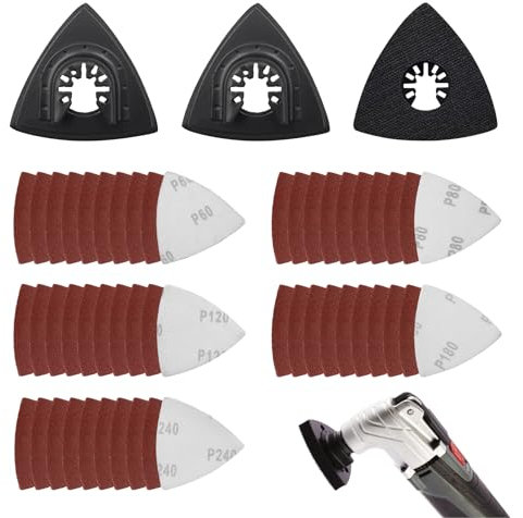 53 pezzi kit levigatura oscillante, Piastra di Levigatura a Delta, Piastra di Levigatura Utensile Multifunzione, Utensile Multifunzione Accessori, Piastra di Levigatura Utensile Multifunzione (80mm)
