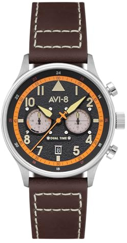 AVI-8 - Reloj para Hombre, diseño de Hawker Hurricane, cronógrafo Imperial War Museums Edition 43,5 mm, con Correa de Piel AV-Imperial, Kensington, Correa