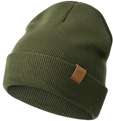 YANIKY Dammössa, herrmössa vinter, mjuk bekväm varm stickad mössa unisex, vindtät vintermössa, klassisk beanie-mössa perfekt för höst vinter och vår, Militärgrön, one size