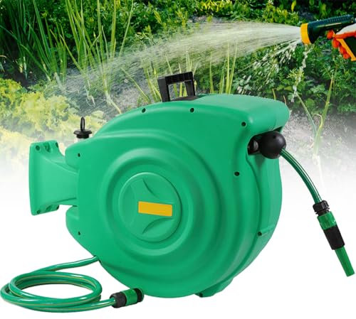 Avvolgitubo telescopico automatico, avvolgitubo retrattile da giardino, 10+1m/20+2m/30+2m, con maniglia, blocco e arresto automatico, rotazione arbitraria a 180°, 4 modalità di spruzzatura dell'acqua