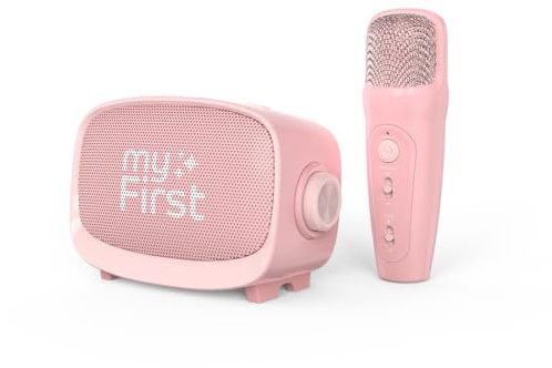 myFirst Voice 2 Karaoke für Kinder – Tragbare kabellose Karaoke-Maschine mit Bluetooth, Echo-Verstärker & lustigen Stimmeffekten, perfektes Mikrofon für Kinder (Pink)
