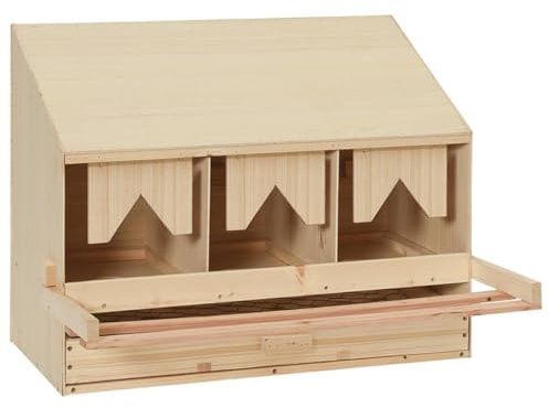 Somanki Legenest Hühnernest 3 Fächer, Legenester Für Hühner, Hühner Legenest, Legeboxen Für Hühner, Hühner Nisten, 72 x 33 x 54 cm Massivholz Kiefer