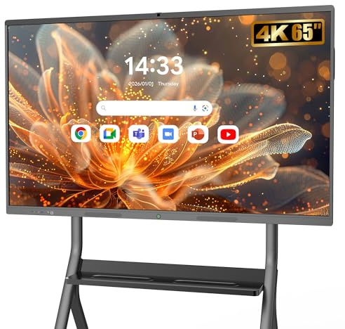 YCKJNB 65 Interaktives Whiteboard 4K UHD, Smartboard mit Touchscreen Microphone & Kamera, Android 8GB+128GB, WiFi/Bluetooth/HDMI, inkl. Wandhalterung, Digitale Smart Board für Schule Business & Büro