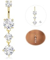 YADOCA 14 g navelpiercing titan silver guld piercing navel lång CZ navelpiercing ring kroppspiercing smycken, Titan