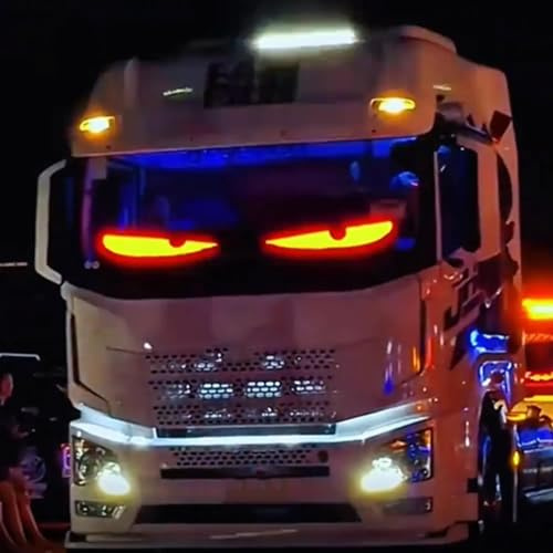 Teufelsaugen Led Auto LKW, IP65 Wasserdicht Devil Eyes Light for Cars,Led Augen für LKW,Soft Screen DIY Personalisiert Leuchtschild für Auto, Text, Graffiti, Smart App,6.8 * 2.7 inch(A)
