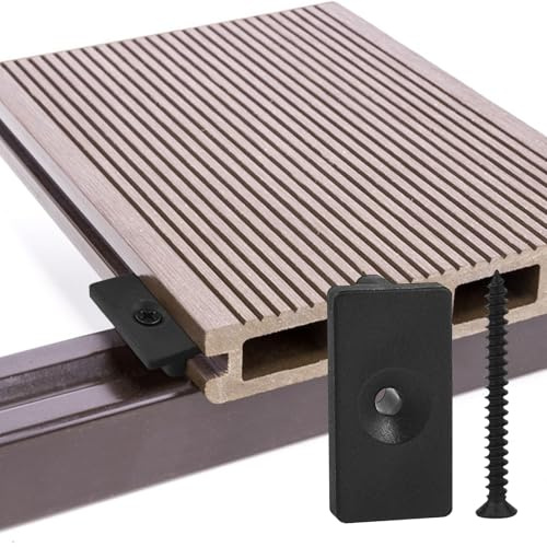 JINTANG 200 Stück Verbund-T-Clips, 6 mm WPC-T-Clips, Deck-Clip, Kunststoffbefestigungen, versteckte Deckbefestigungen, Board-Clip mit Verbunddeckschrauben, schwarz (Größe: 34 x 18 x 10 mm | Versteckte Deckbefestigungen, Board-Clip mit Verbunddeckschrauben, schwarz (Größe: 34 x 18 x 10 mm, Breite der Basis): 5 mm
