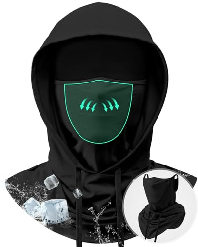 3 in 1 Summer Cooling Balaclava Hood Face Mask with Ear Loops Men Women Sun UV Protection Breathable Full Head Cover-Work Fishing Cycling Black