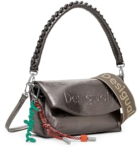 Desigual bolso de hombro bolso bandolera Half Logo Trokel Shoulder Bag Brushed Silver bronce