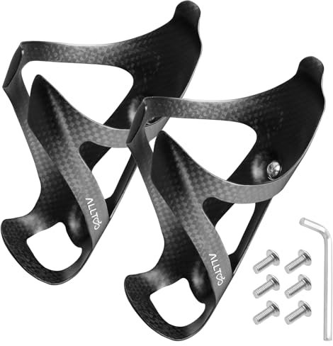 Juego de 2 portabidones ultraligeros de fibra de carbono para bicicleta, acabado mate y brillante, 25 g, tejido 3K T800 | Mantenimiento seguro para carretera y bicicleta de montaña (mate)