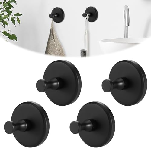 Starvortex 4pc Ganchos Ventosa Baño, Fuerte Colgador Toalla Baños Adhesivo, Perchas Baño sin Taladro, Reutilizable Negro Ganchos Ventosa Vacio, Ventosas para Azulejos Cocina Acesorios Cuartos Baños