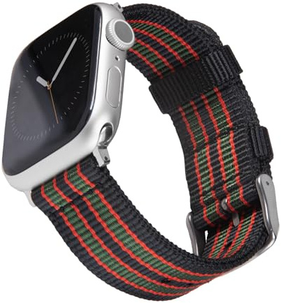 Archer Watch Straps - Premium Nylon Straps for Apple Watch (Black/Red/Green, Stainless, 44/45/46/49mm)