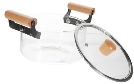 COLLBATH Pentola da Minestra Trasparente in Vetro con Resistente al Calore per Cucina Domestica Adatta per Bollire e Cuocere Zuppe e Pasta