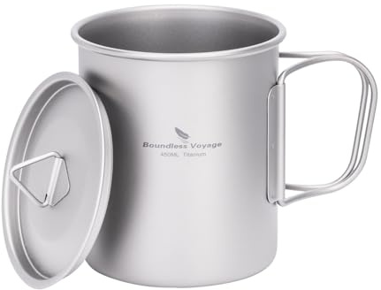 Boundless Voyage Titanium Mug with Lid Outdoor Titanium Lightweight Coffee Cup for Hiking Backpacking Camping (Ti3247D-300ML)