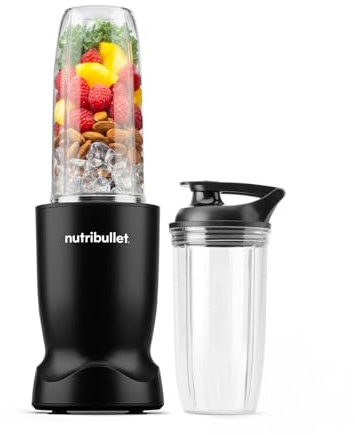 nutribullet Turbo Blender in Black - Powerful 1000W Motor Base & Rapid Extractor Blade - Easily Blends Frozen Fruit, Nuts & Ice - With 700ml & 500ml Cup & Lid to Go - For Smoothies & Juices