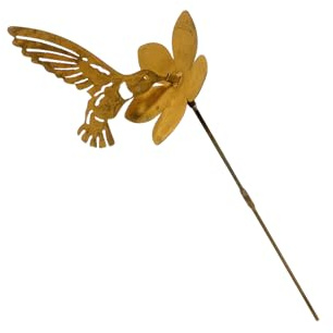 Rostiger Eisen, Kolibri und Blumen-Gartenstecker, Gartendekoration, Hofpfahl, dekorative Requisiten für Balkon, Topfblumen, Kolibri, Terrassen, Dekoration