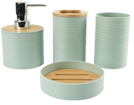 KESOTO 4X Accesorios de baño Jabonera Vaso para Enjuague bucal Accesorio de baño Juego Completo para tocador, Verde