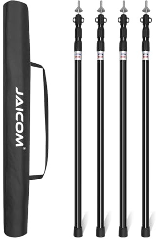 JAICOM Adjustable Tarp Poles, Tent Poles for Camping, Set of 4, 7'6 Telescoping Poles for Tarp, Shelter, Canopy, Tent, Awning, Hiking, Hammock Rain Fly