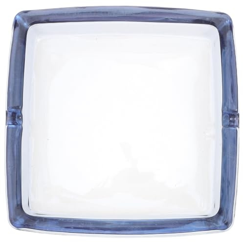 MUELODSIC Cenicero de Vidrio Cuadrado Transparente, Bandeja Decorativa para Cigarrillos, Tamaño Pequeño, Diseño Portátil Bordes Suaves, para Hogar, Oficina y Uso en Exteriores, Cenicero