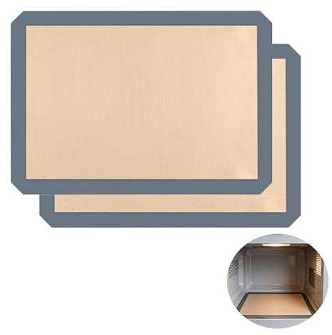 Silikon Backmatte 2er Set 42x29,5 cm Grau - Wiederverwendbare Dauerbackfolie Antihaftbeschichtet BPA-frei - Hitzebeständige Backunterlage für Backofen Macarons Brot - Spülmaschinenfeste Silikonmatte