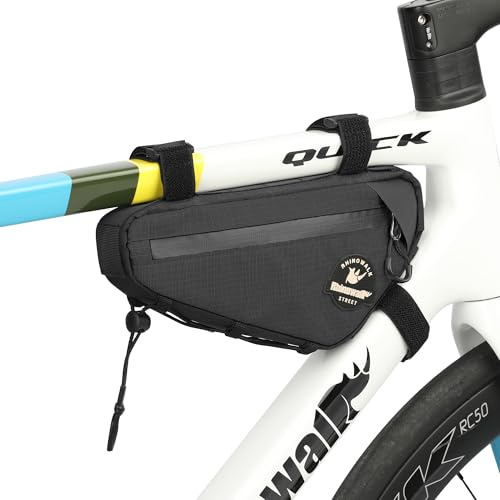 SUNTTELF Sac Cadre Vélo Sacoche Cadre Vélo Sac Triangulaire Sac Tube Pratique pour Vélo de Route, VTT, Vélo Gravel (Noir)