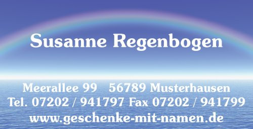 Visitenkarten Rainbow mit Ihrer kompletten Adresse, 54 Stück, ca. 88 x 45 mm