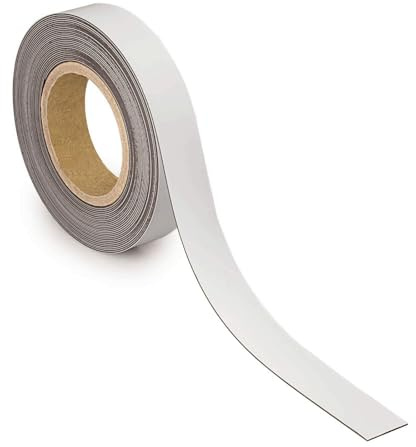 MAUL Kennzeichnungsband weiß magnetisch beschriftbar 10 m x 3 cm | individuell kürzbar, glatte Kunststoffoberfläche, beidseitig nutzbar, starke Haftung, saubere Lagerkennzeichnung