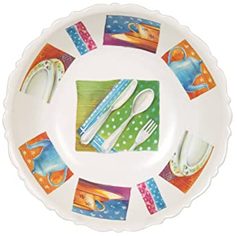 Vivenzi 322025 Insalatiera In Melamina Decoro Assortito, Cm 25